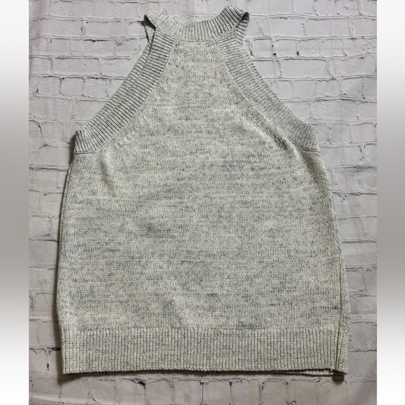 LOFT Womens Large Marled Blue Cream Halter Sleeveless Sweater Tank Top - Picture 9 of 10